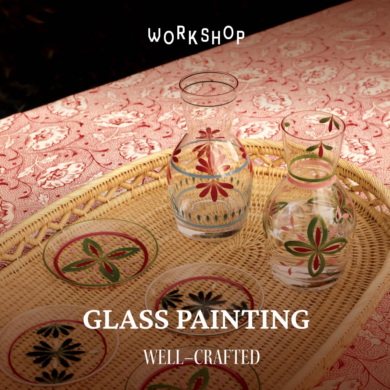 Well-Crafted – Glass Painting - Transform glassware into beautifully personalised pieces using colour, pattern and simple brush techniques. This workshop combines creativity with functionality, allowing you to create something both decorative and usable.